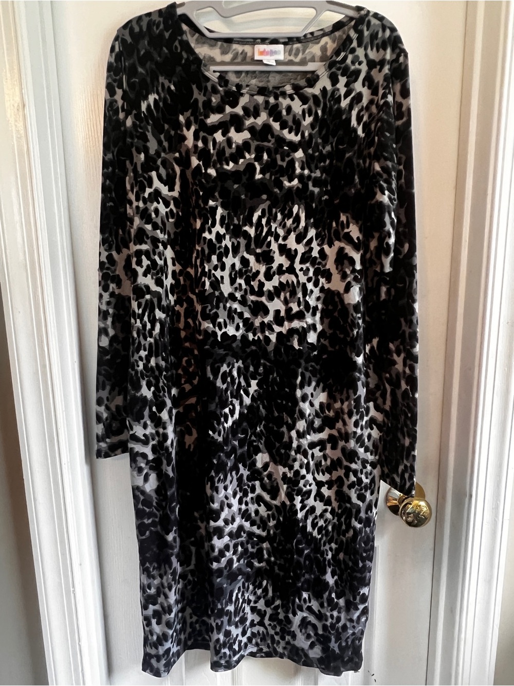 LuLaRoe Black & Gray Leopard Print Debbie Dress